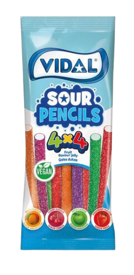 Gomas Sortidas Sour Pencils 4x4 - 90g
