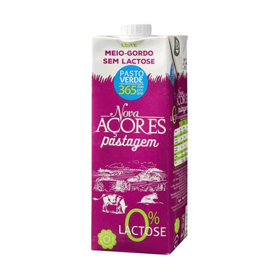 Leite de Pastagem Meio Gordo sem Lactose UHT Nova Açores - 1L