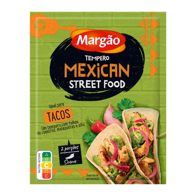 Margón Mexican Street Food seasoning packet on a green background