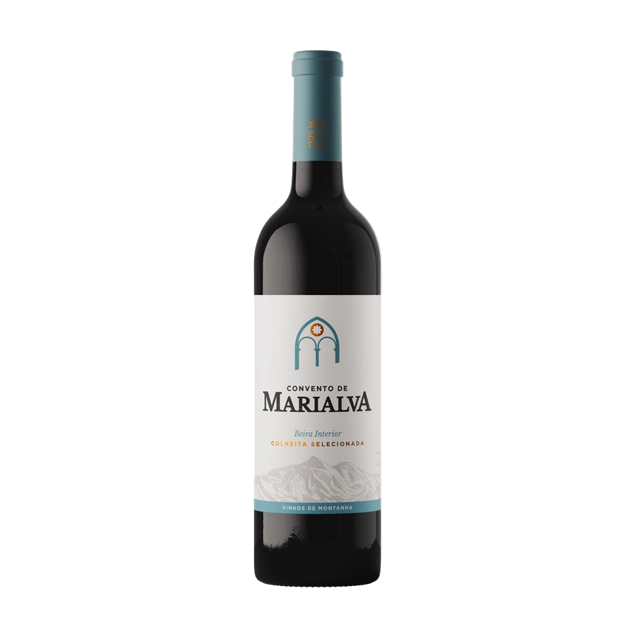 Wine bottle with 'Convento de Marialva' label on a white background