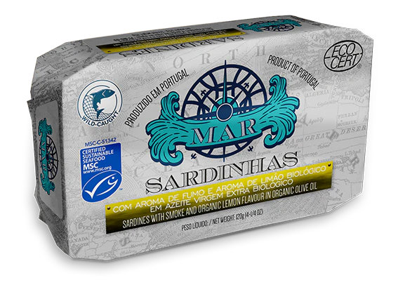 Sardinen in Bio-Olivenöl extra vergine mit Rauch und Bio-Zitronengeschmack - 120 g