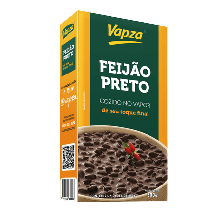 Feijão Preto Cozido no Vapor - 500g