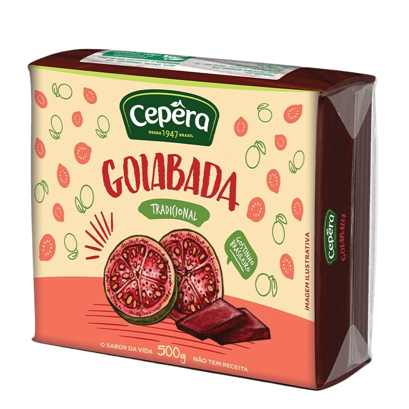 Cepéra Golaçada packaging with golaça slices on a white background