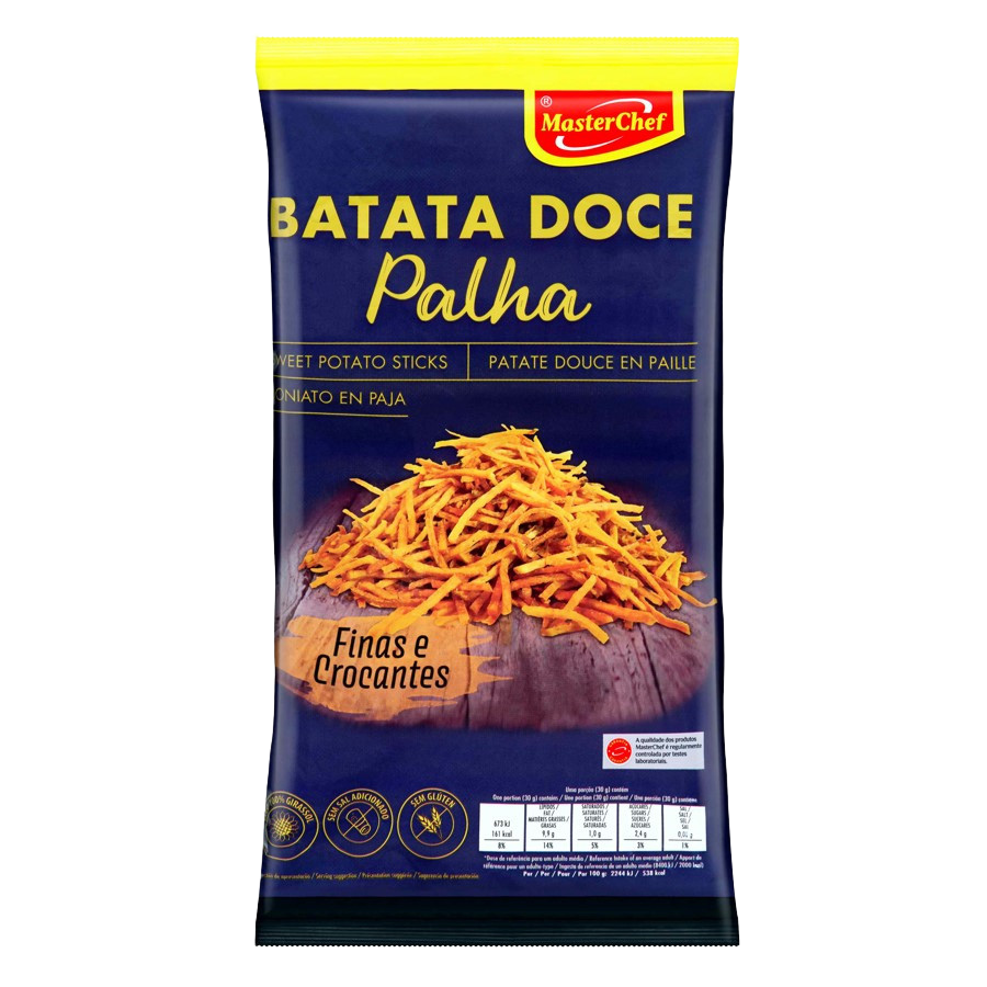 Bag of MasterChef Batata Doce Palha sweet potato sticks on a white background