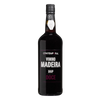 Bottle of Madeira wine with a black label on a white background