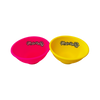 Two colorful silicone bowls with a brand logo on a white background