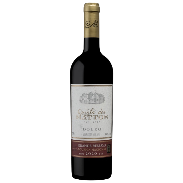 A bottle of Quinta do Mato Grande Reserva Port Wine, 2020 vintage, with a label that includes the wine variety and vintage year.
