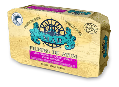 Filetes de Atum em Azeite Virgem Extra Biológico com Piri-Piri - 120g