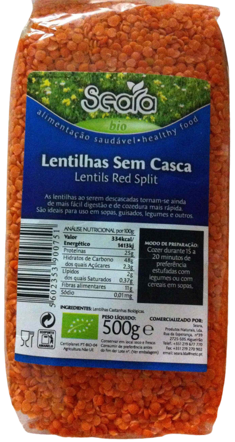 Organic shelled Lentils - 500g