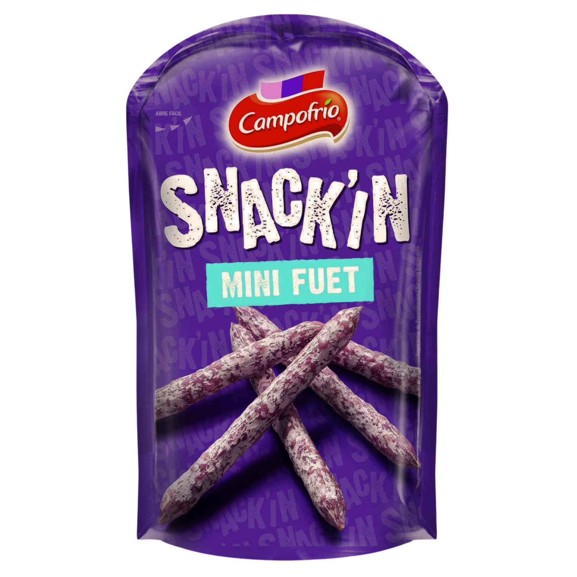 Packaging of Campofrio Mini Fuet Sticks with the brand logo and product name visible.