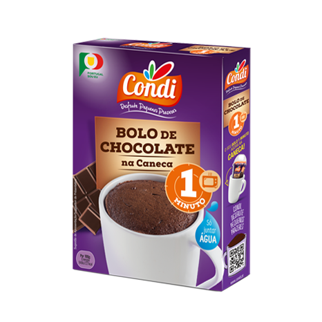 Packaging of Condí Chocolate Mug Cake mix showing the product name and an image of a chocolate mug cake.