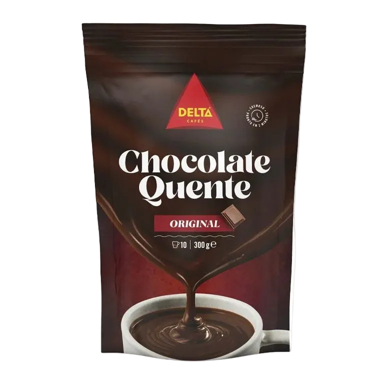 Delta Caffé Chocolate Quente packaging on a white background