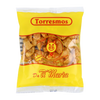 Yellow package of Torresmos snacks with a visible brand logo on a white background