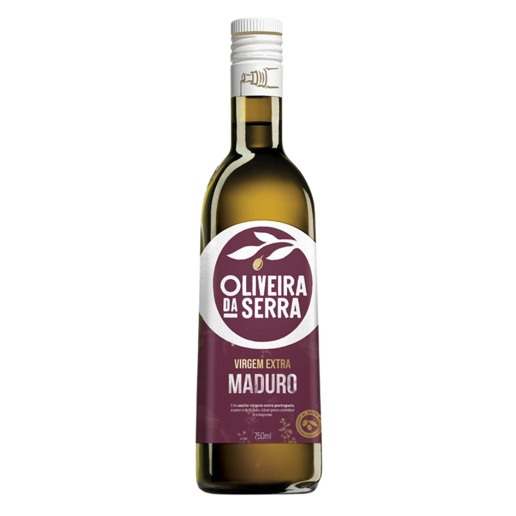 Bottle of Oliveira da Serra olive oil on a white background