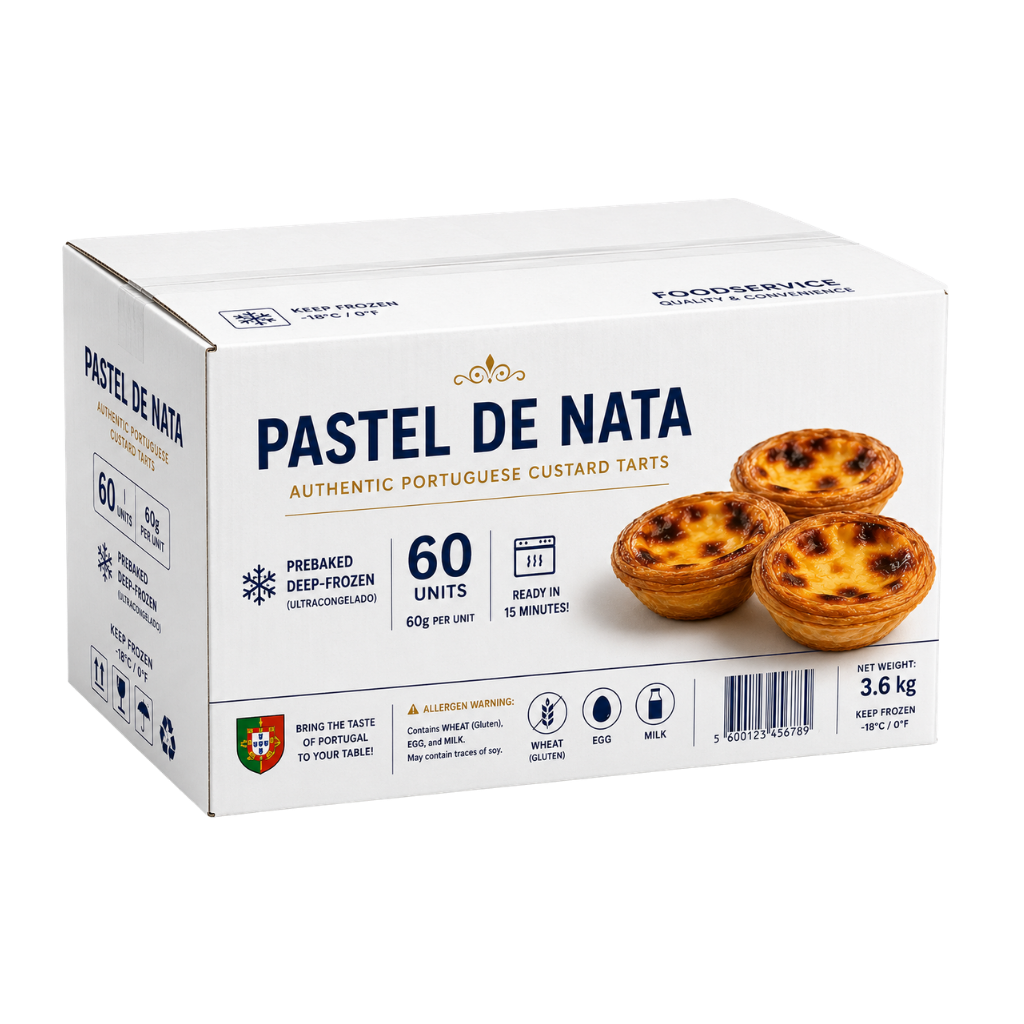 Pastel de Nata Prebaked Box (60 Units) – Authentic Portuguese Custard Tarts