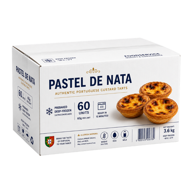 Pastel de Nata Vorgebacken Box (60 Stück) – Authentische portugiesische Puddingtörtchen