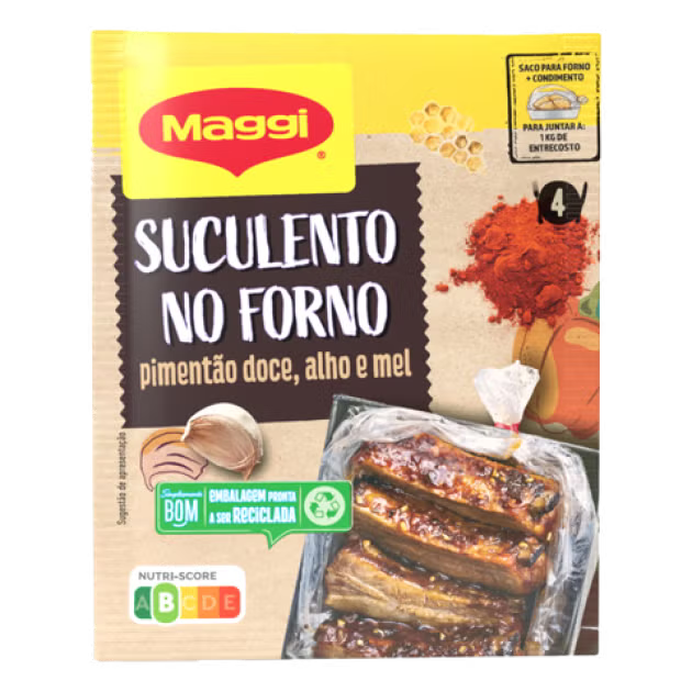Maggi food package with roasted meat on a clear background