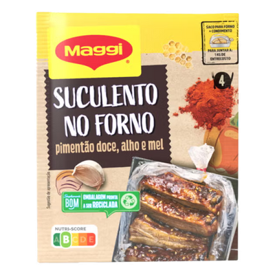 Maggi food package with roasted meat on a clear background