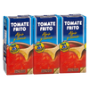 Three boxes of Tomate Frito with a wooden spoon illustration on a white background