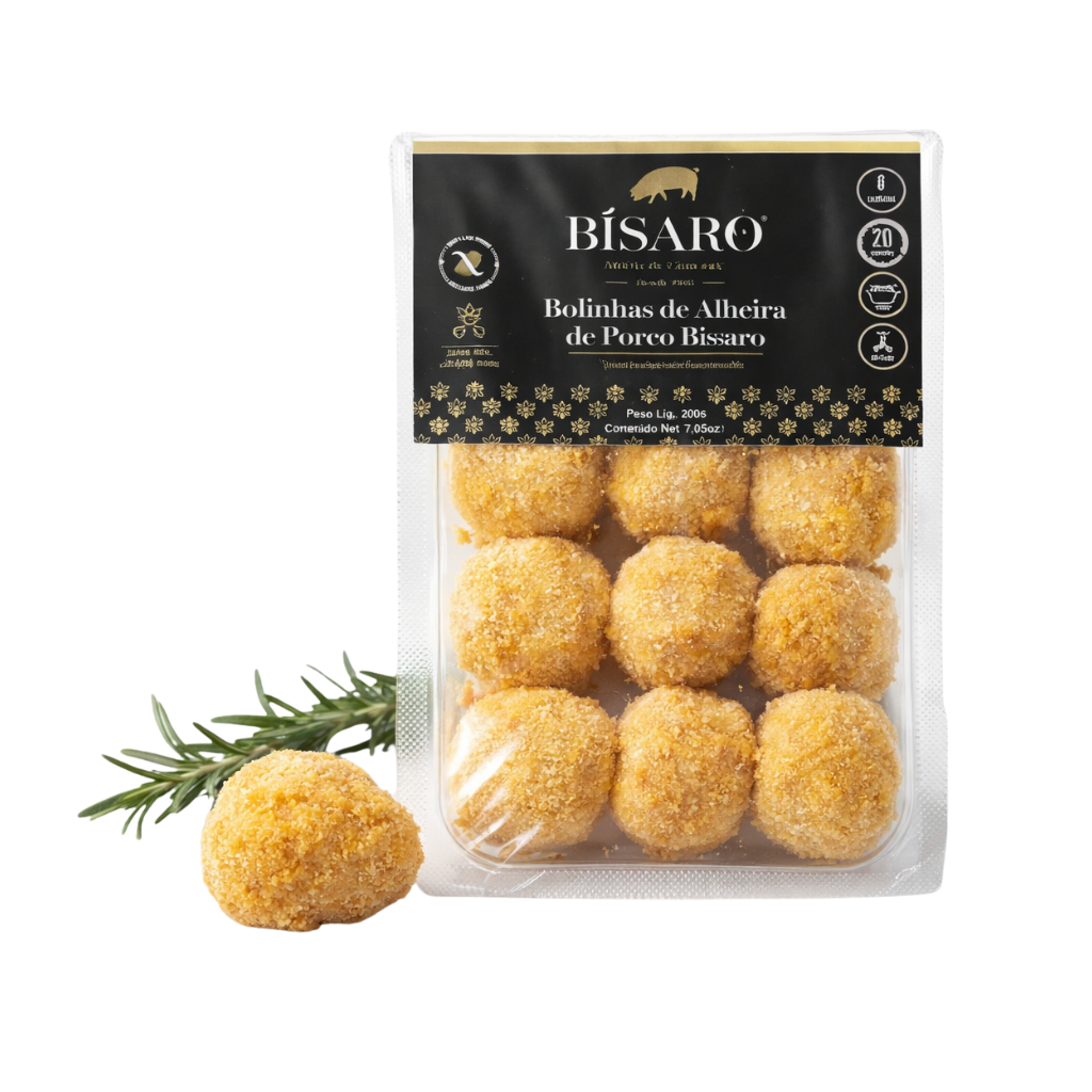 Packaged food items with Bisaro branding on a white background