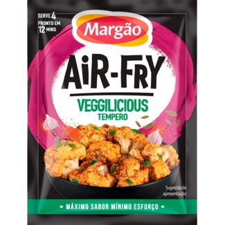 Air-Fry Veggilicious seasoning packet by Margón with a black background