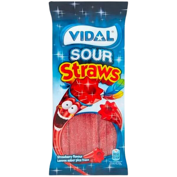 Gomas Sortidas Sour Straws Strawberry - 90g