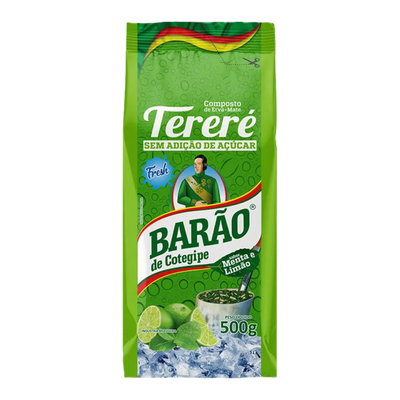 Green package of Barão de Cotegipe Teréré with lime graphics on a white background