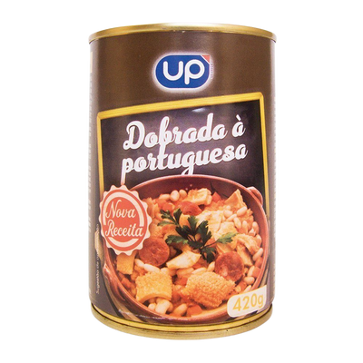 Can of Dourada a Portuguesa with UP logo on a white background