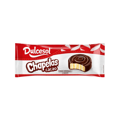 Dulcesol Chapelas cacao chocolate bar packaging on a white background