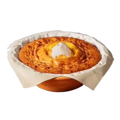 Round bread or pastry on a white background