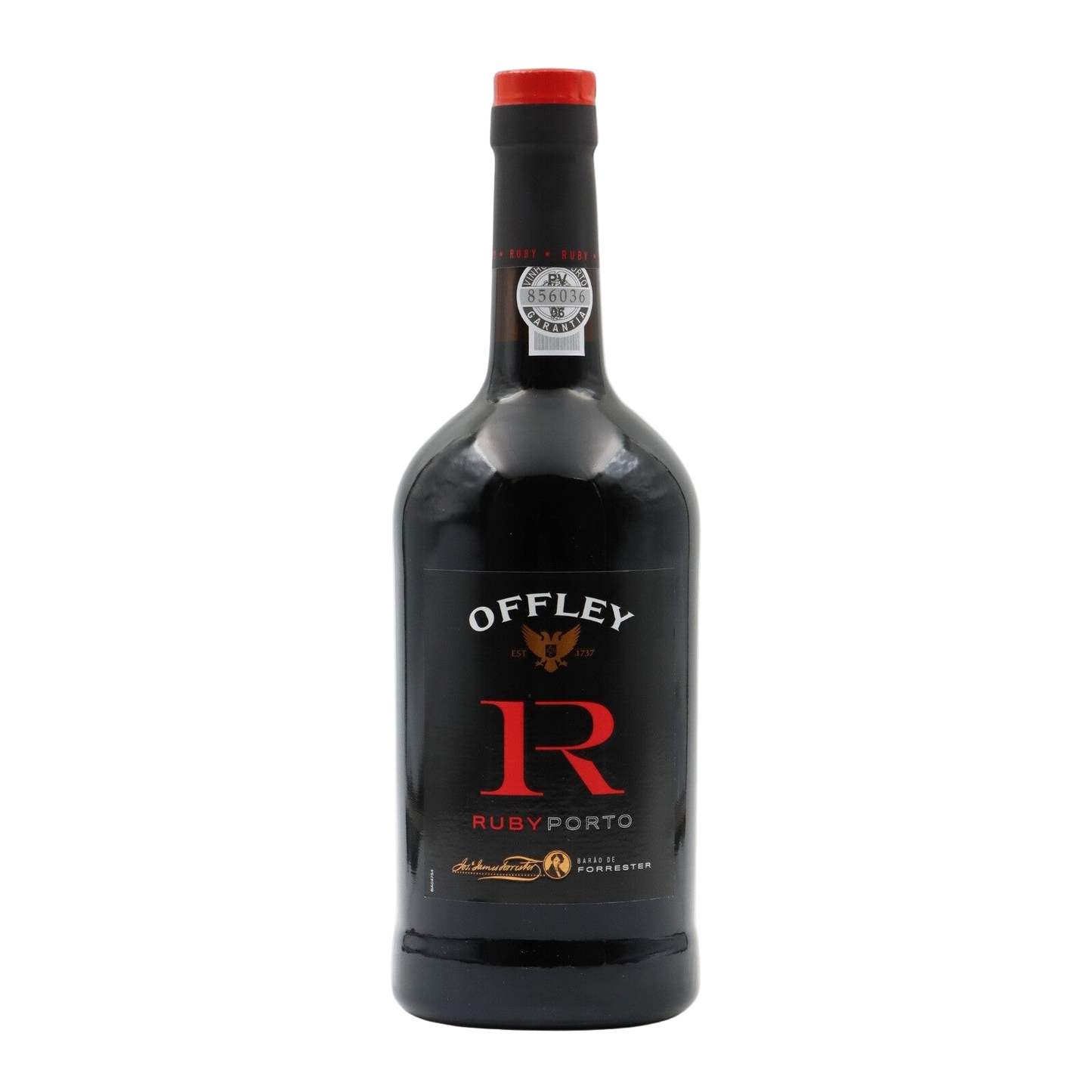 Offley Ruby Porto wine bottle on a white background