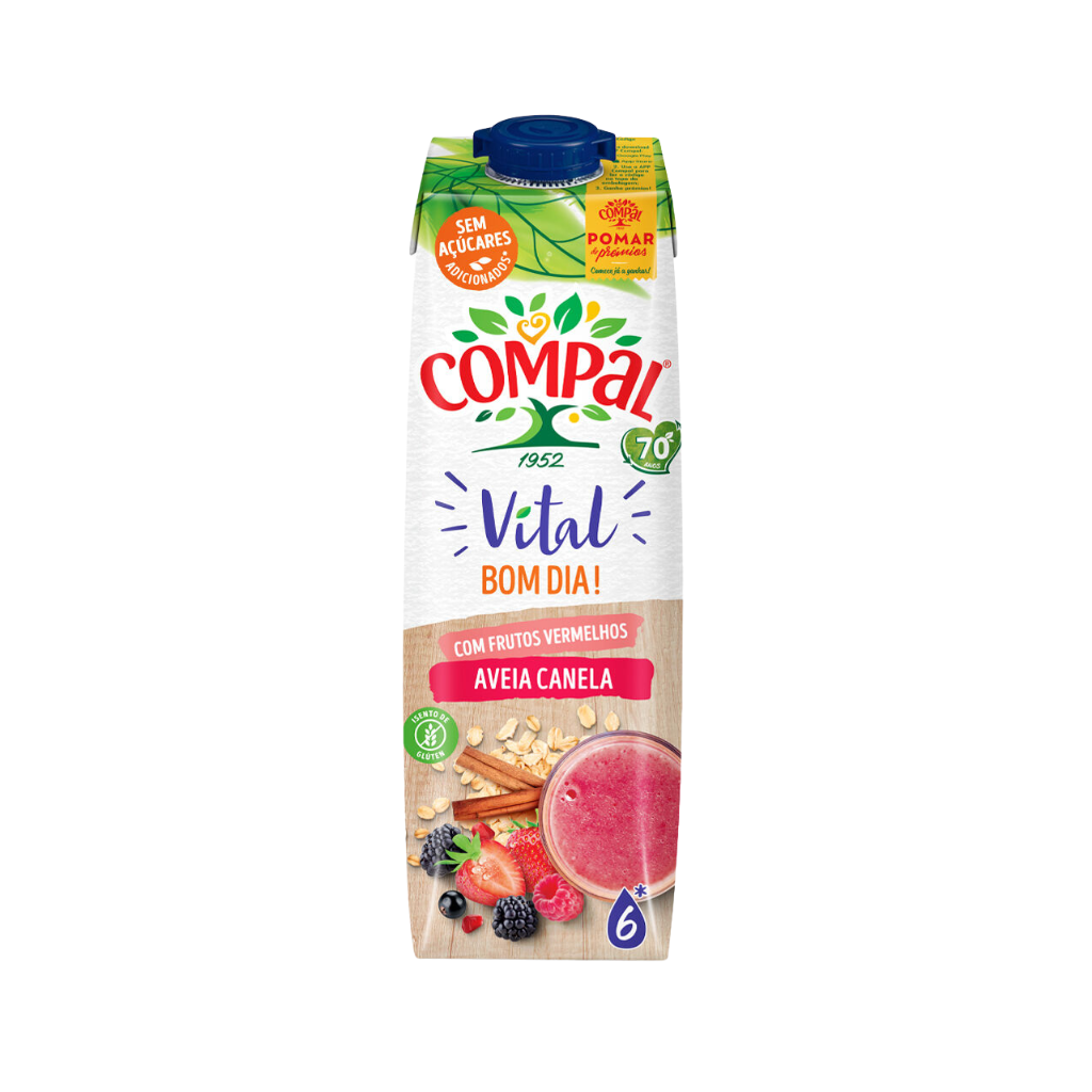 Compal Vital Hafer und Zimt mit roten Früchten Bom Dia – 1L